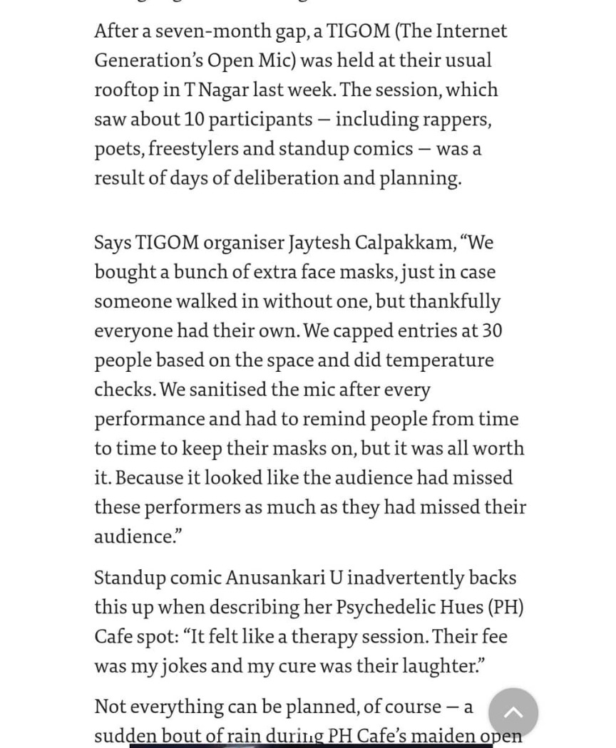 The Hindu — It's gig night again, open mics are back